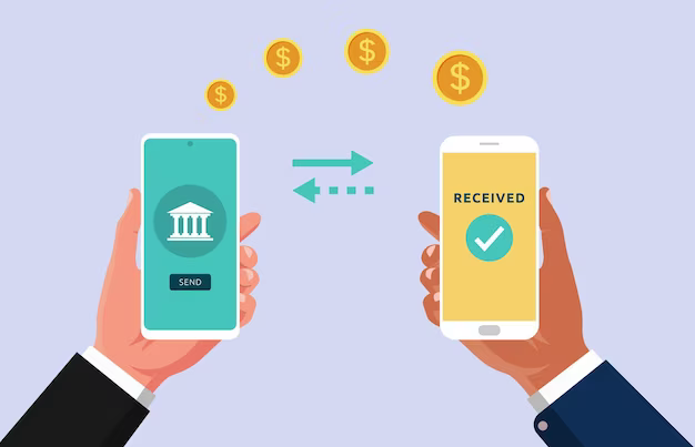 Online money transfer using smartphone concept